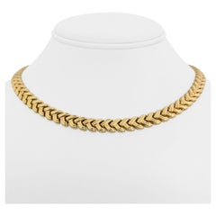 14 Karat Yellow Gold Ladies Braided Fancy Link Necklace Italy 