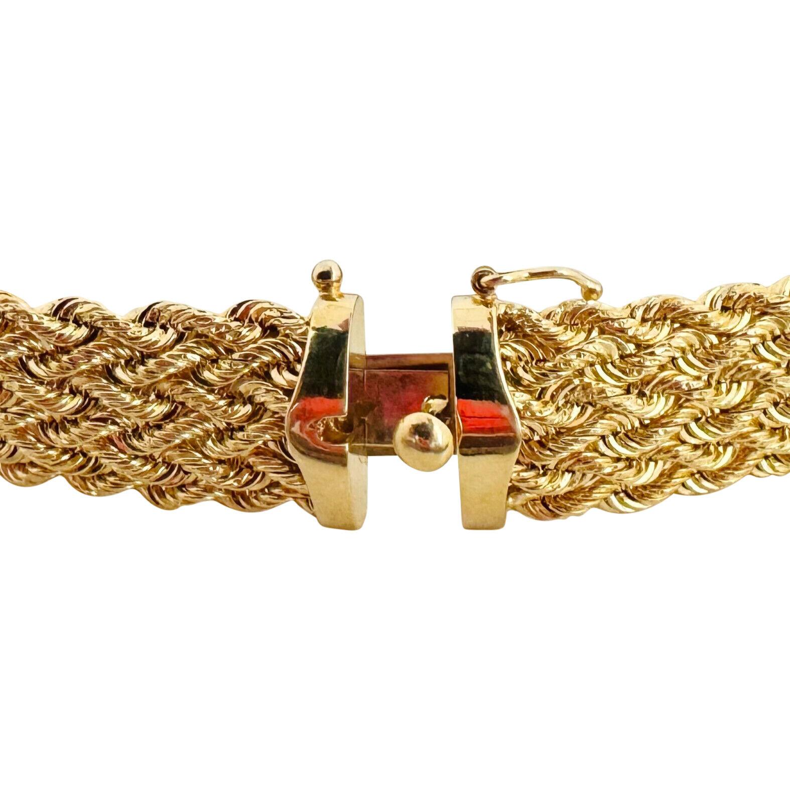 14 Karat Yellow Gold Ladies Braided Multi Strand Rope Bracelet 1