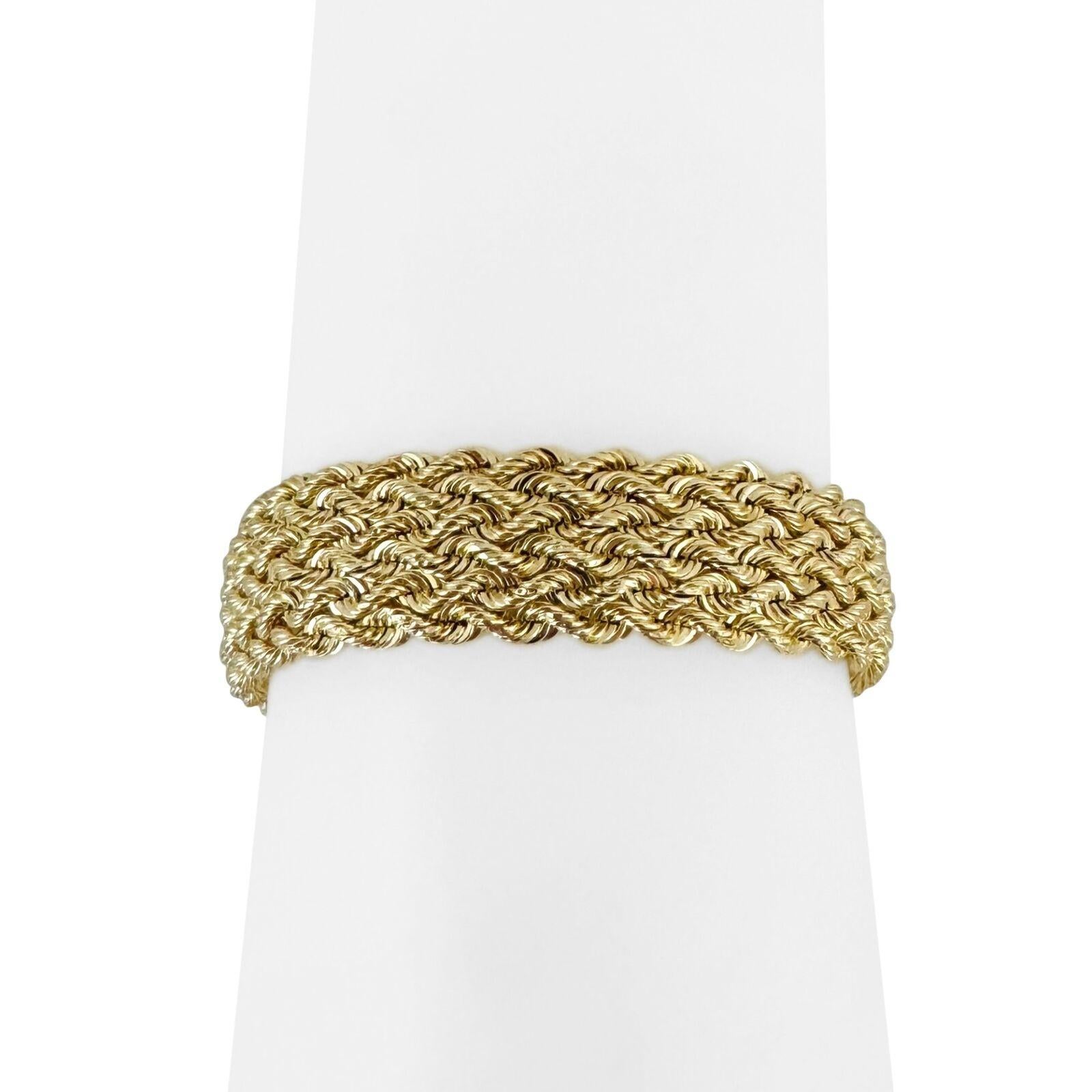 14 Karat Yellow Gold Ladies Braided Multi Strand Rope Bracelet 3