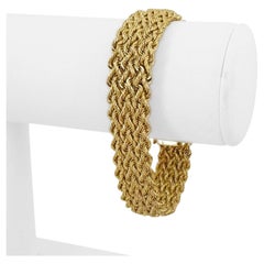 14 Karat Yellow Gold Ladies Braided Multi Strand Rope Bracelet