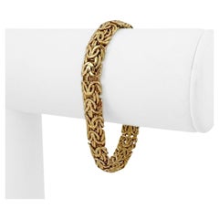 14 Karat Yellow Gold Ladies Byzantine Link Bracelet Turkey