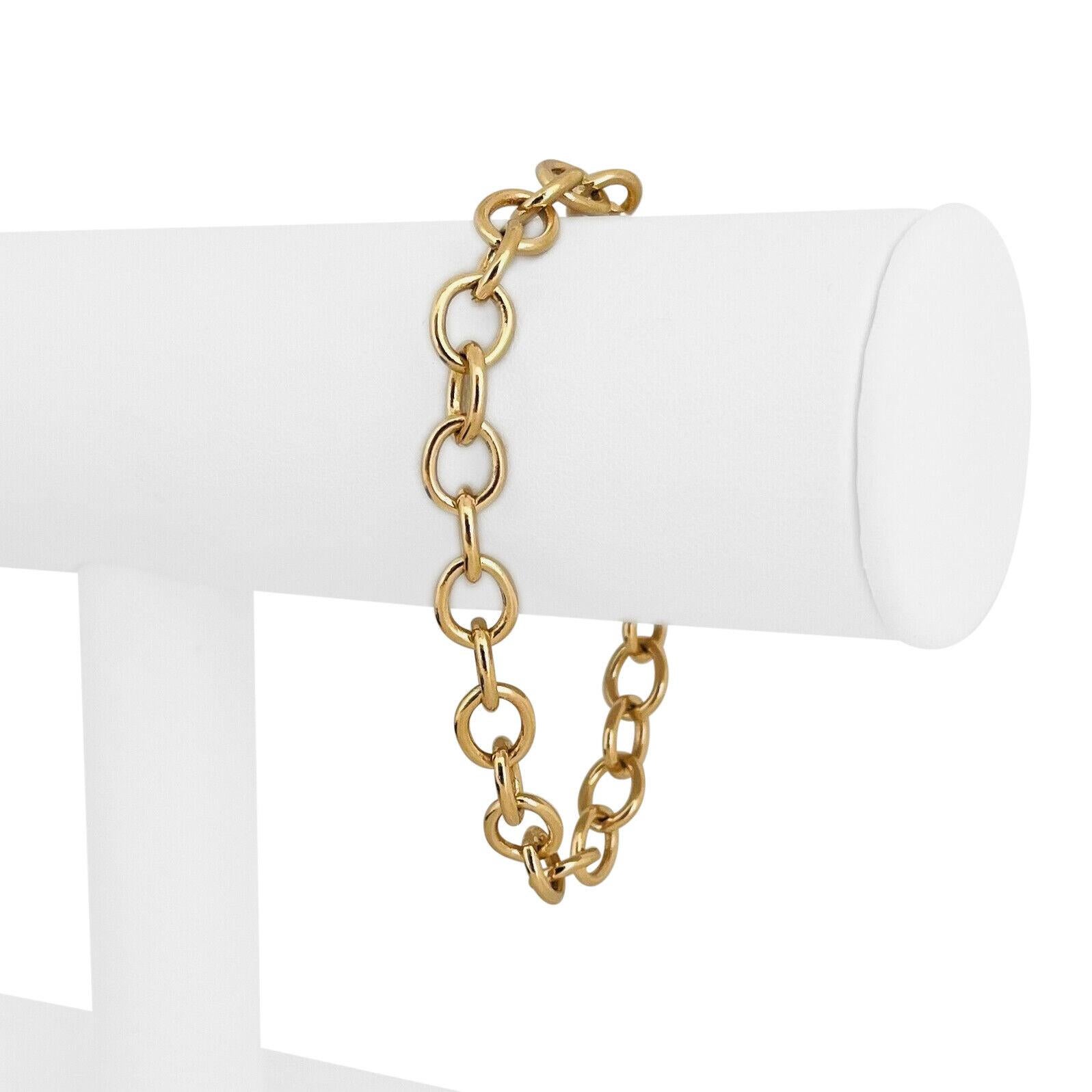 14 Karat Yellow Gold Hollow Triple Circle Link Charm Bracelet For Sale ...