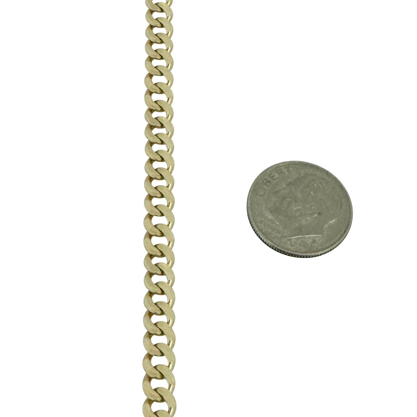 14 Karat Gelbgold Damen Curb Link CZ Armband mit verziertem Verschluss 1