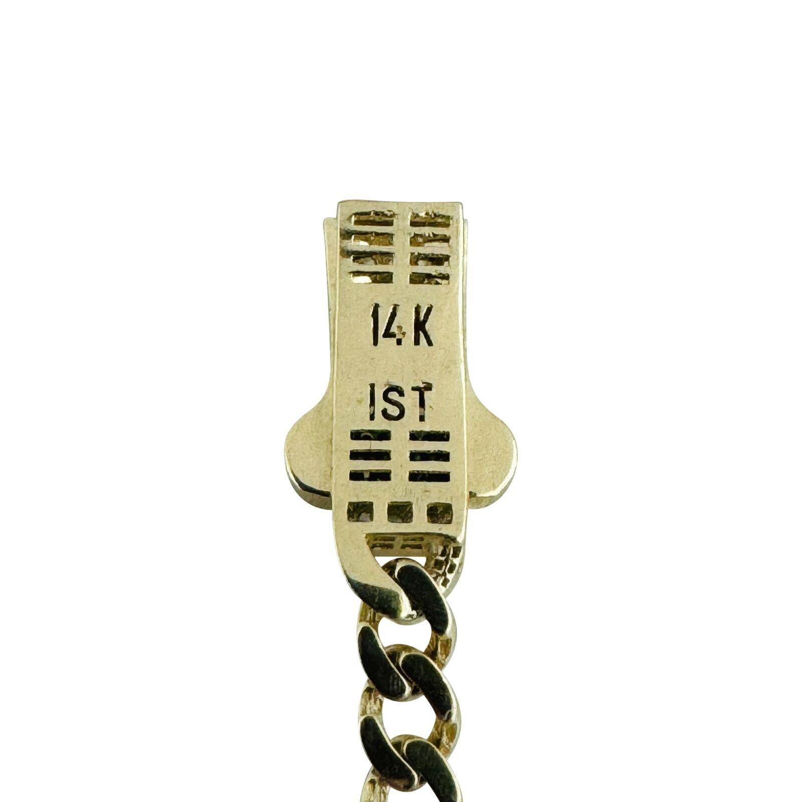 14 Karat Gelbgold Damen Curb Link CZ Armband mit verziertem Verschluss 3