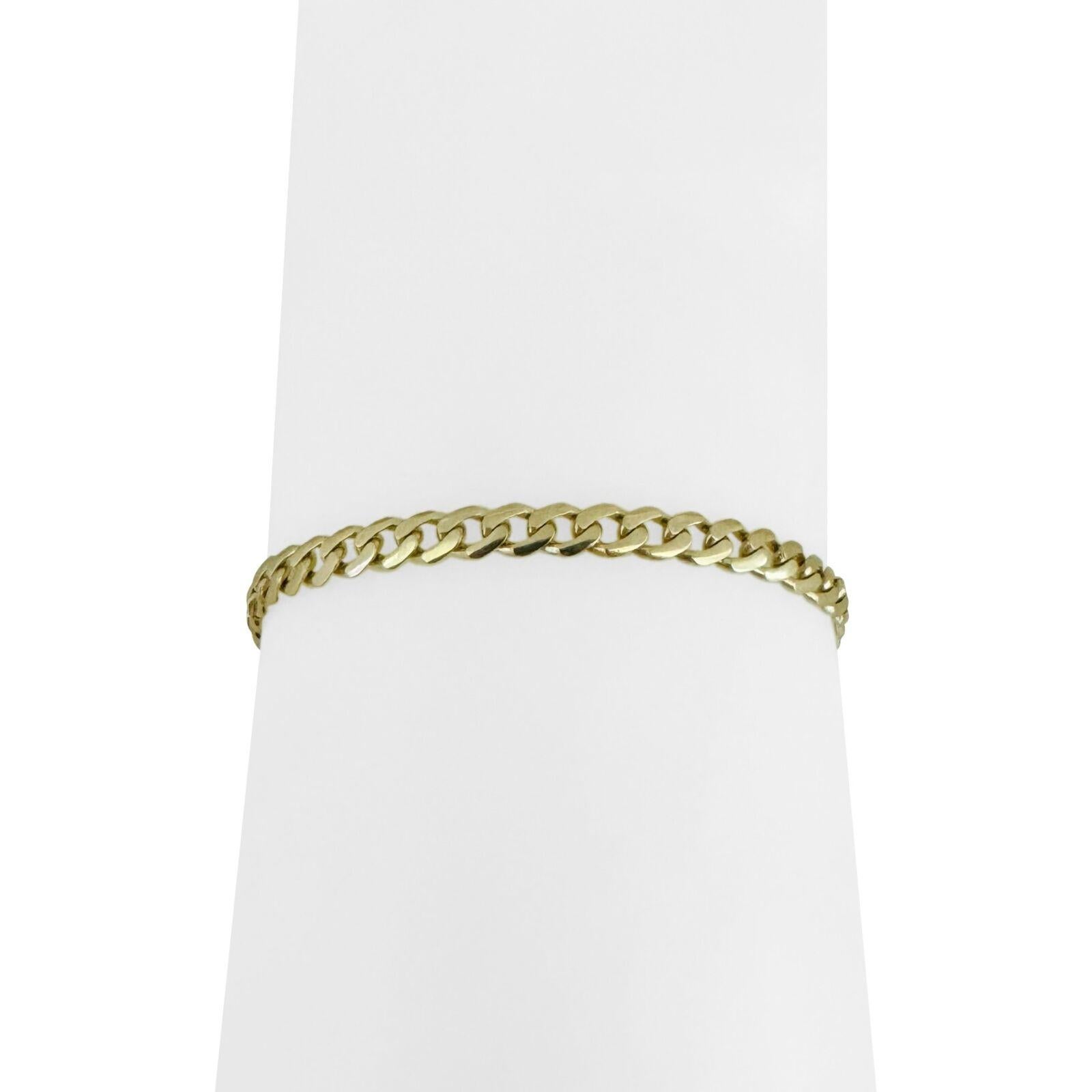 14 Karat Gelbgold Damen Curb Link CZ Armband mit verziertem Verschluss 5