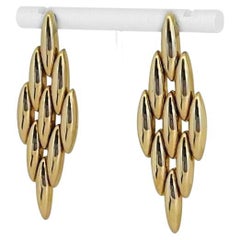 14 Karat Gelbgold Damen-Gliederohrringe mit Marquise-Panther, Italien