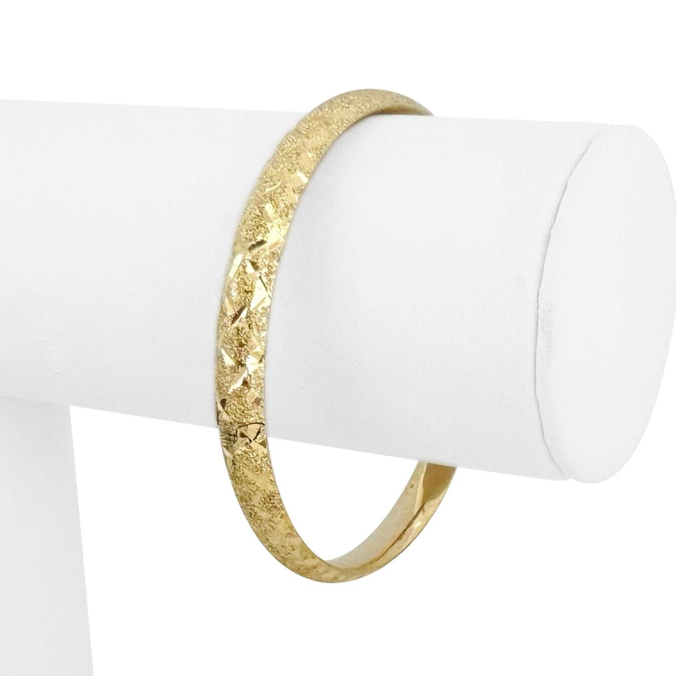14k Gelbgold 8.7g Damen Diamantschliff 6mm texturierte Armspange Armband 7