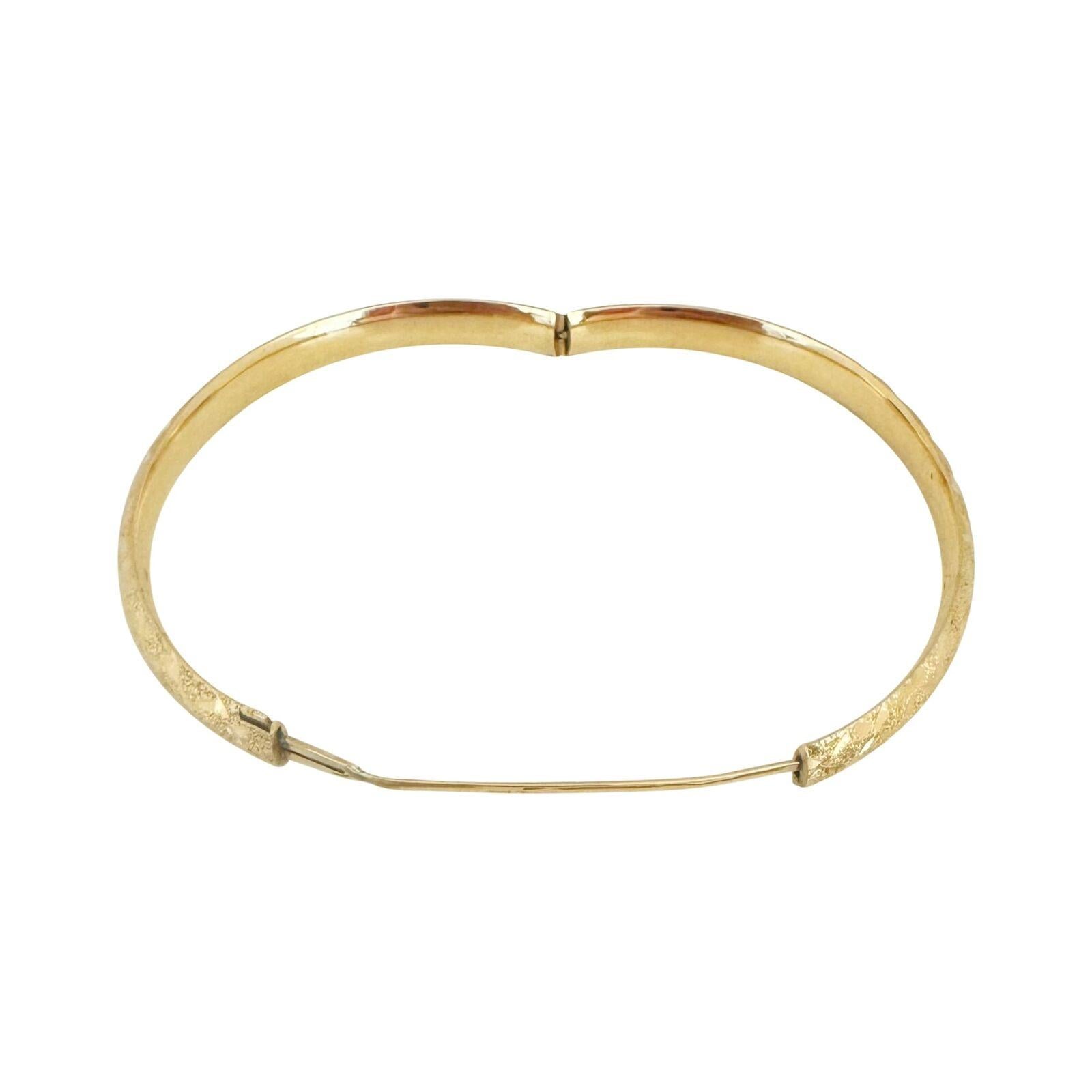 14 Karat Gelbgold Damen Diamantschliff Texturierter Armreif Armband 2