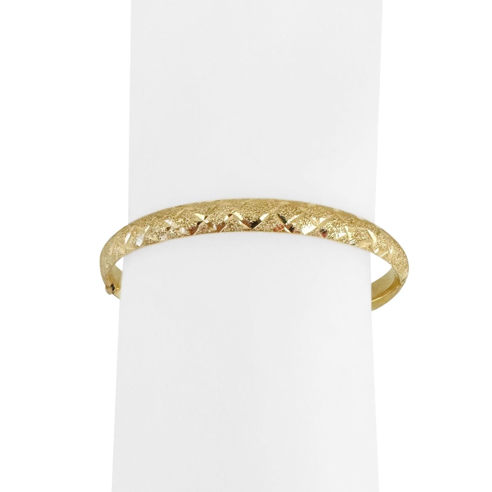 14 Karat Gelbgold Damen Diamantschliff Texturierter Armreif Armband 4
