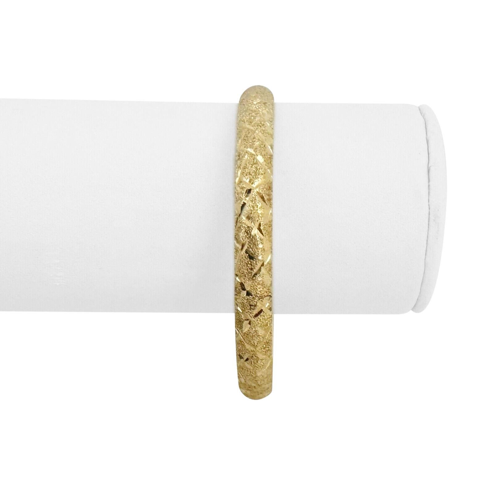 14 Karat Gelbgold Damen Diamantschliff Texturierter Armreif Armband 5