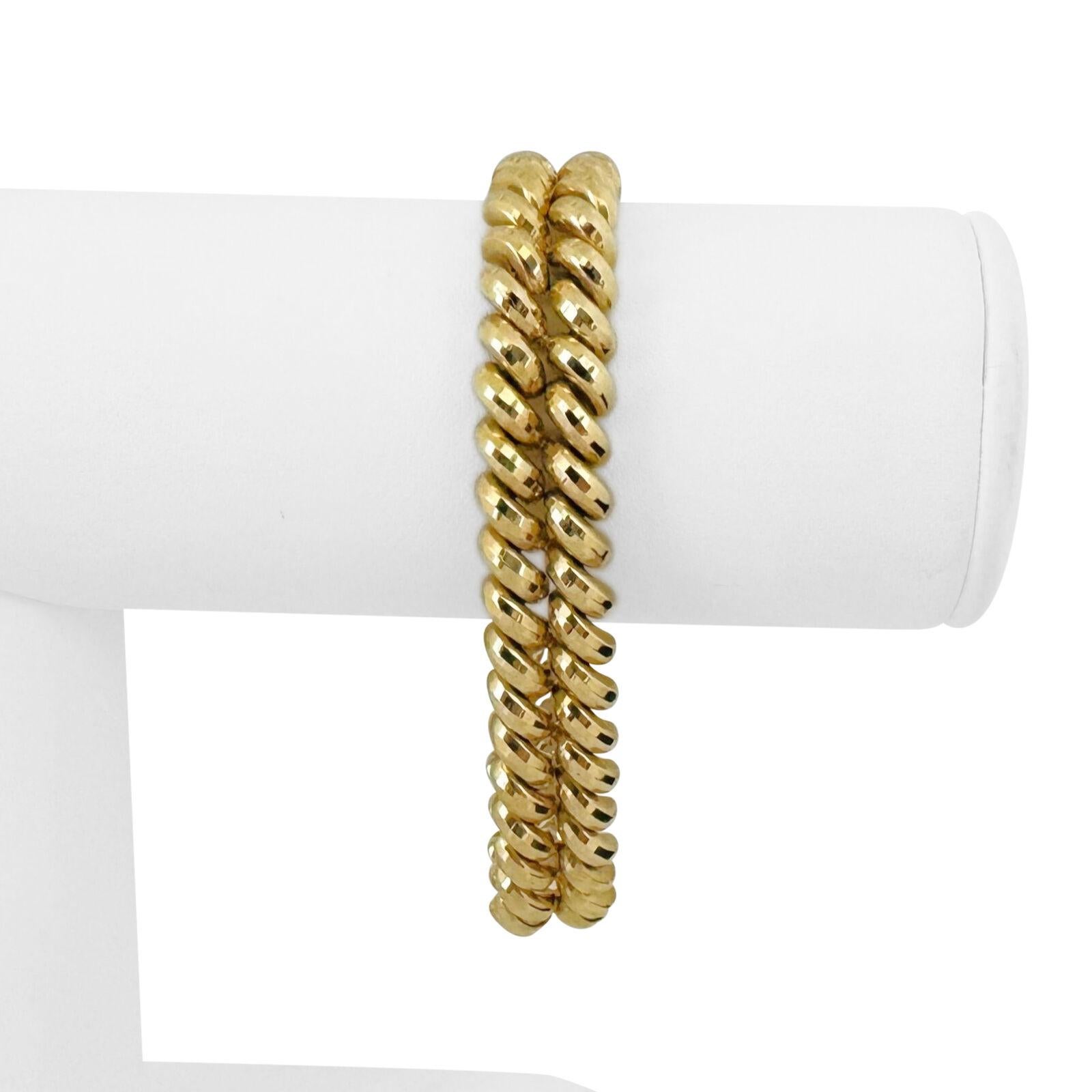 14k Gelbgold 19,6g Damen facettiert 12mm Doppel San Marco Link Armband 7,5