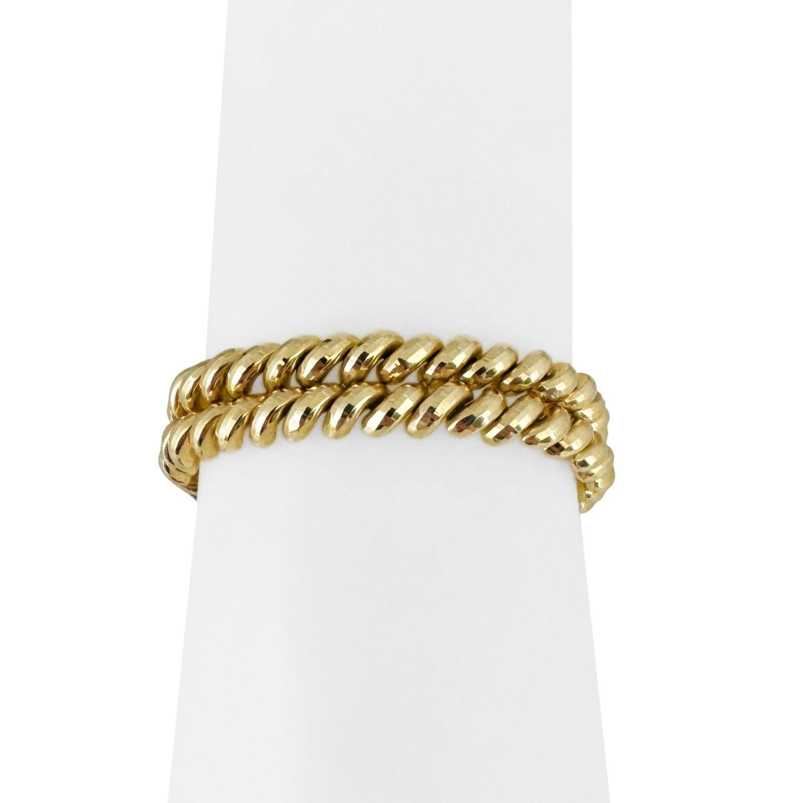 14 Karat Gelbgold Damen Facettiertes Doppeltes San Marco Link-Armband 4