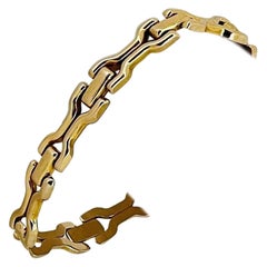14 Karat Yellow Gold Ladies Fancy Bar Link Bracelet, Italy