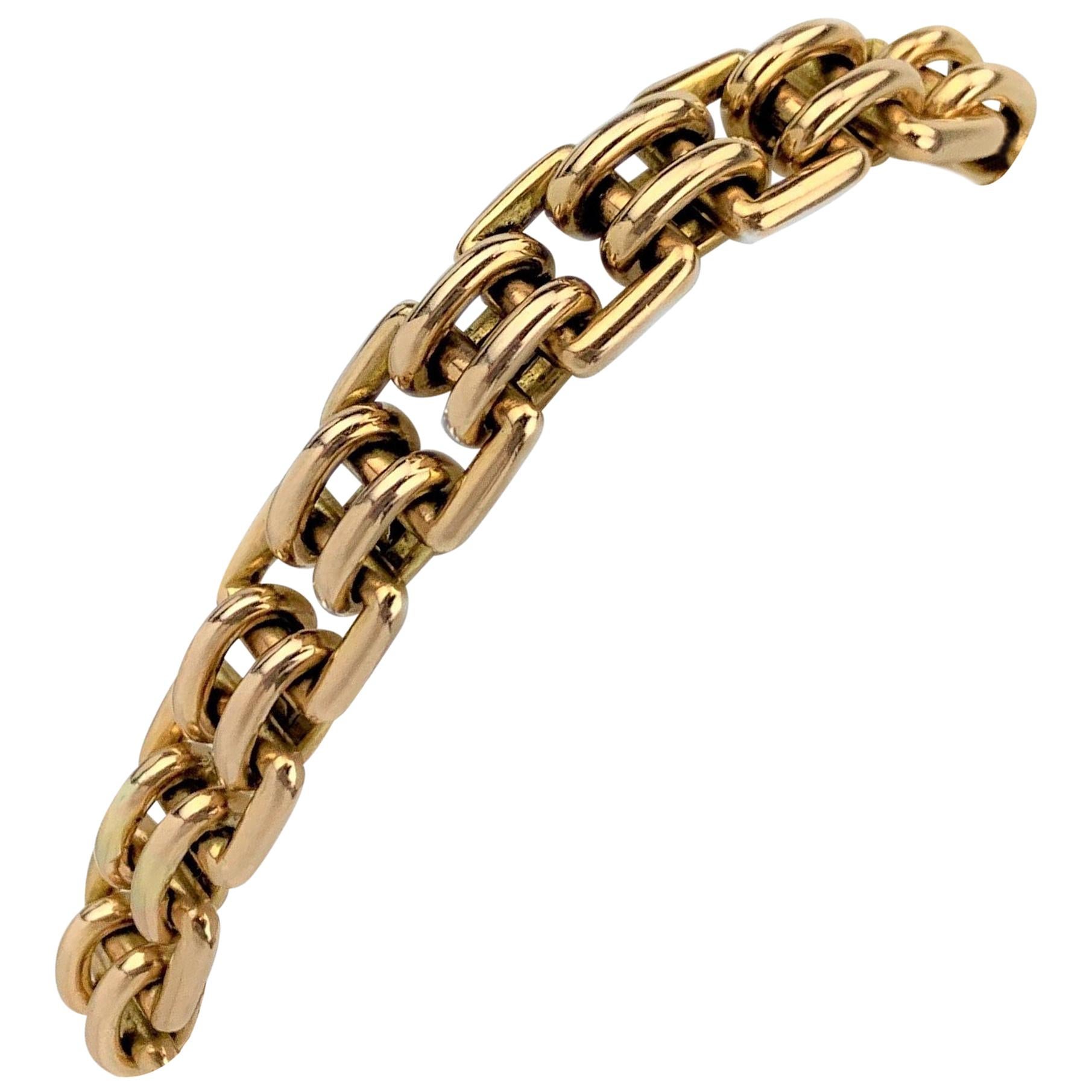 14 Karat Yellow Gold Ladies Fancy Buckle Link Bracelet