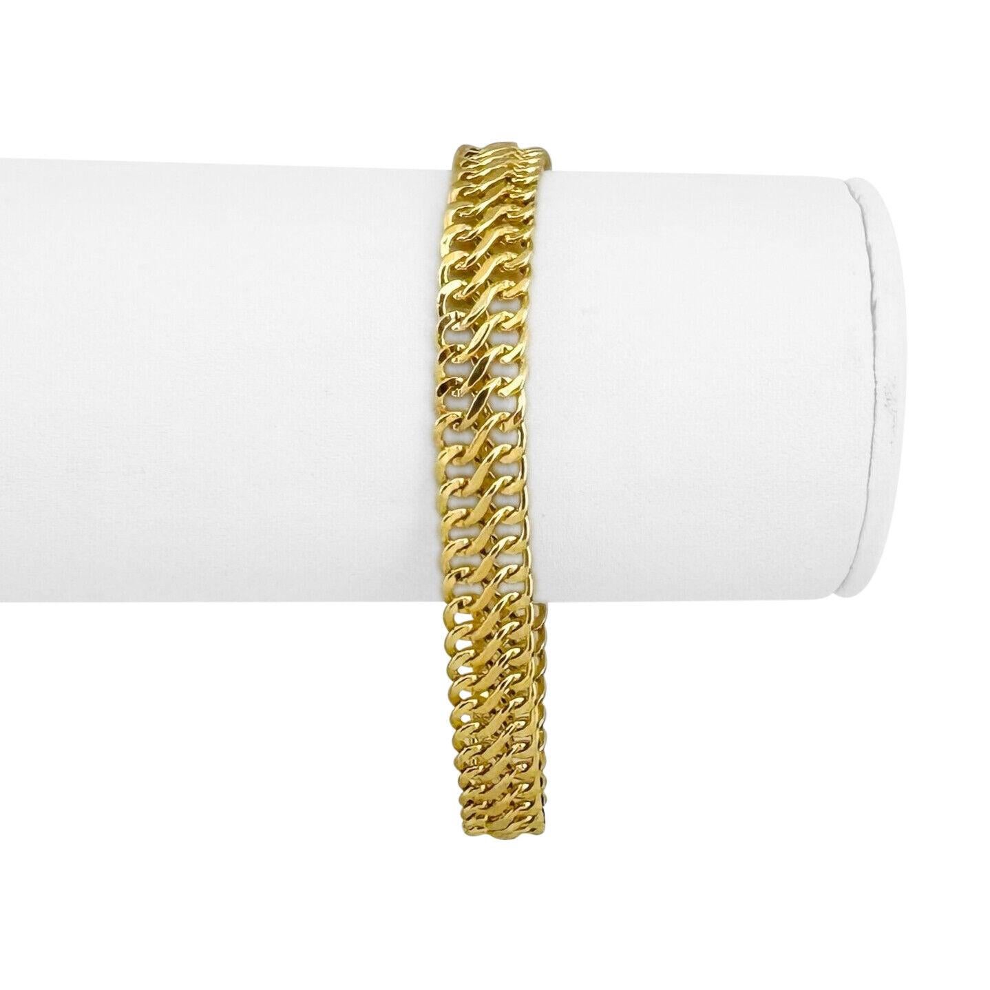 14k Gelbgold 5.3g Damen 8.5mm Fancy Double Curb Link Armband Italien 6.75
