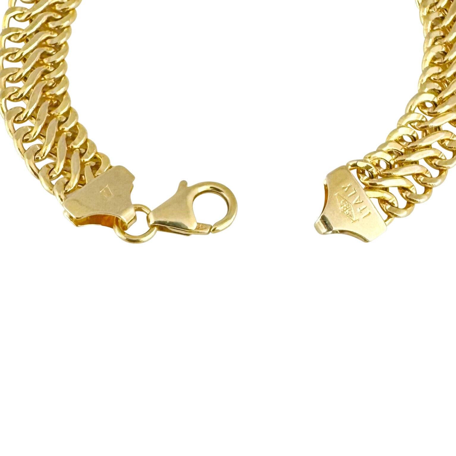 14 Karat Yellow Gold Ladies Fancy Double Curb Link Bracelet Italy  1
