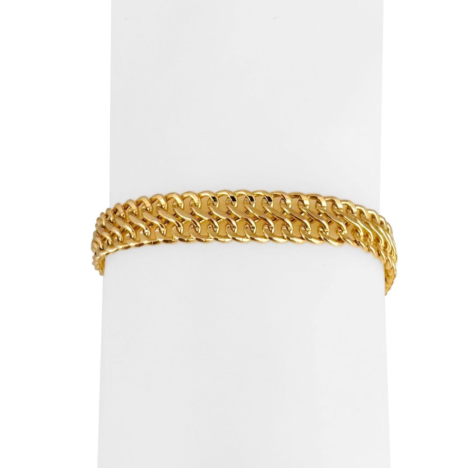 14 Karat Yellow Gold Ladies Fancy Double Curb Link Bracelet Italy  4