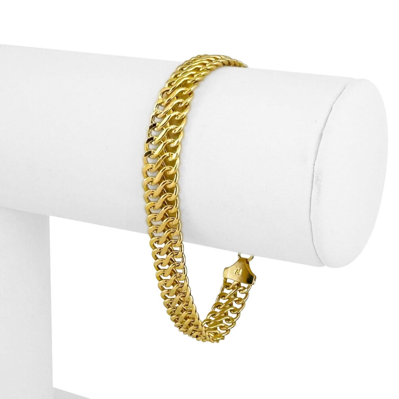 14 Karat Yellow Gold Ladies Fancy Double Curb Link Bracelet Italy  5