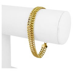 14 Karat Yellow Gold Ladies Fancy Double Curb Link Bracelet Italy 
