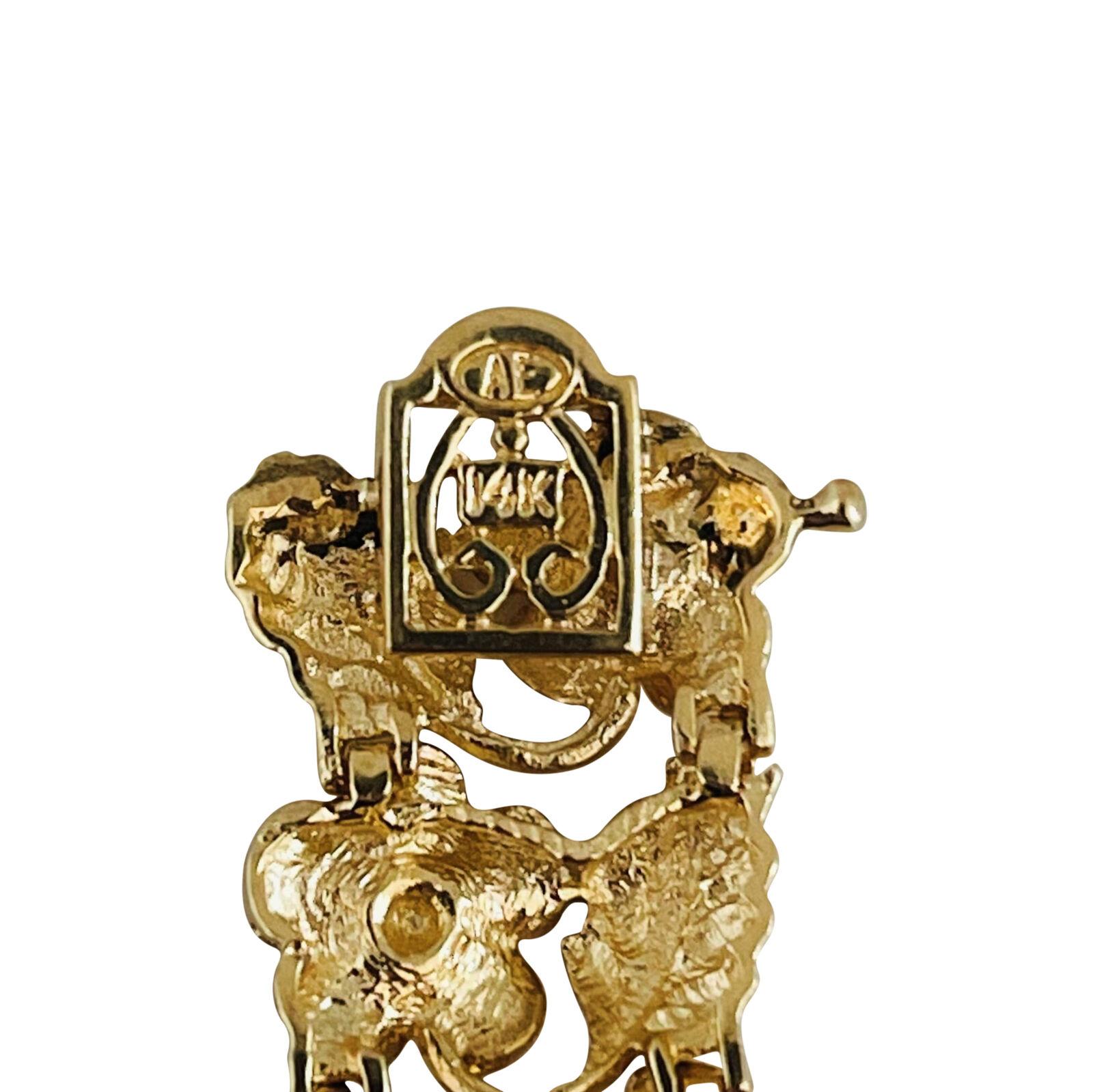 14 Karat Gelbgold Damen-Gliederarmband mit Blumenmuster 3