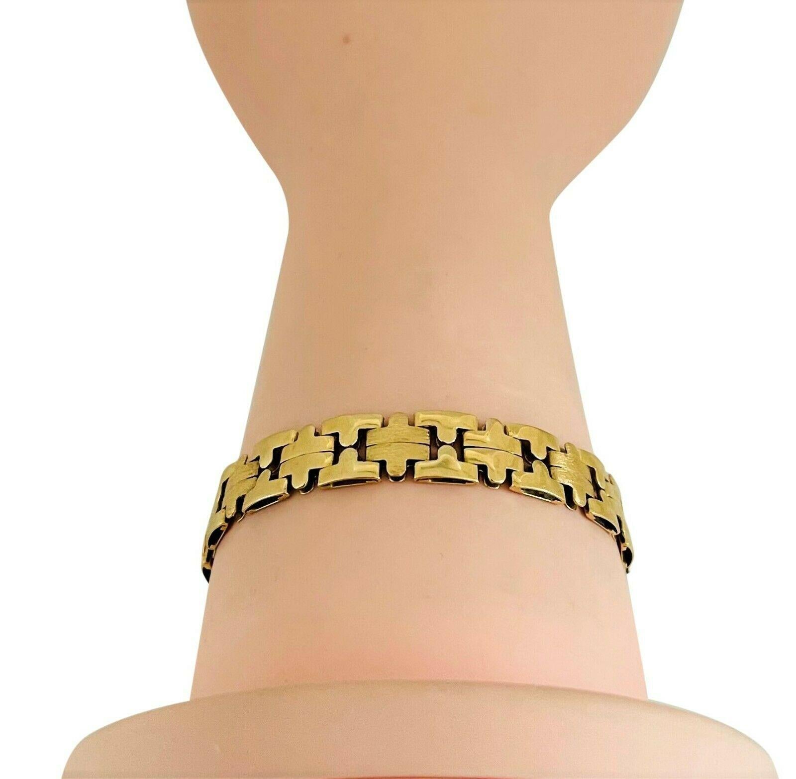 14 Karat Yellow Gold Ladies Fancy Link Bracelet, Italy 2