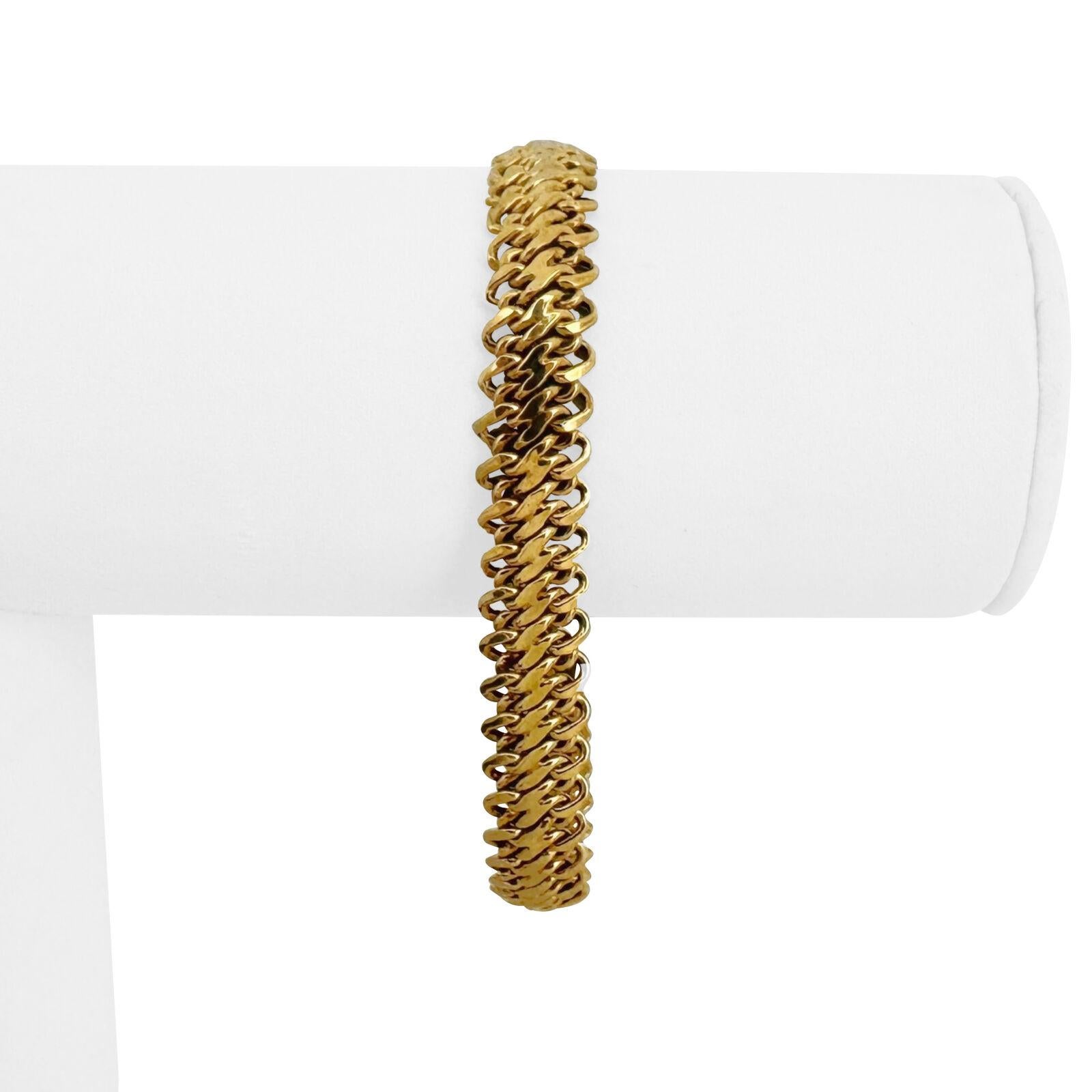 14k Gelbgold 7,5g Damen 10mm Fancy Link Kette Armband Italien 7,25