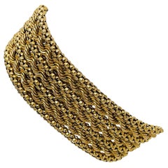 14 Karat Yellow Gold Ladies Fancy Popcorn and Rope Link Bracelet, Italy
