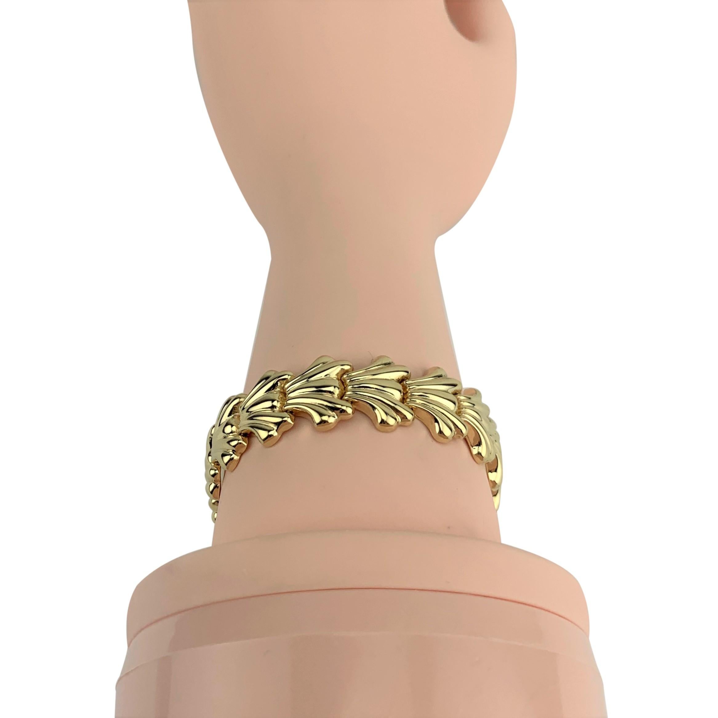 14 Karat Yellow Gold Ladies Fancy Shell Design Link Bracelet 4
