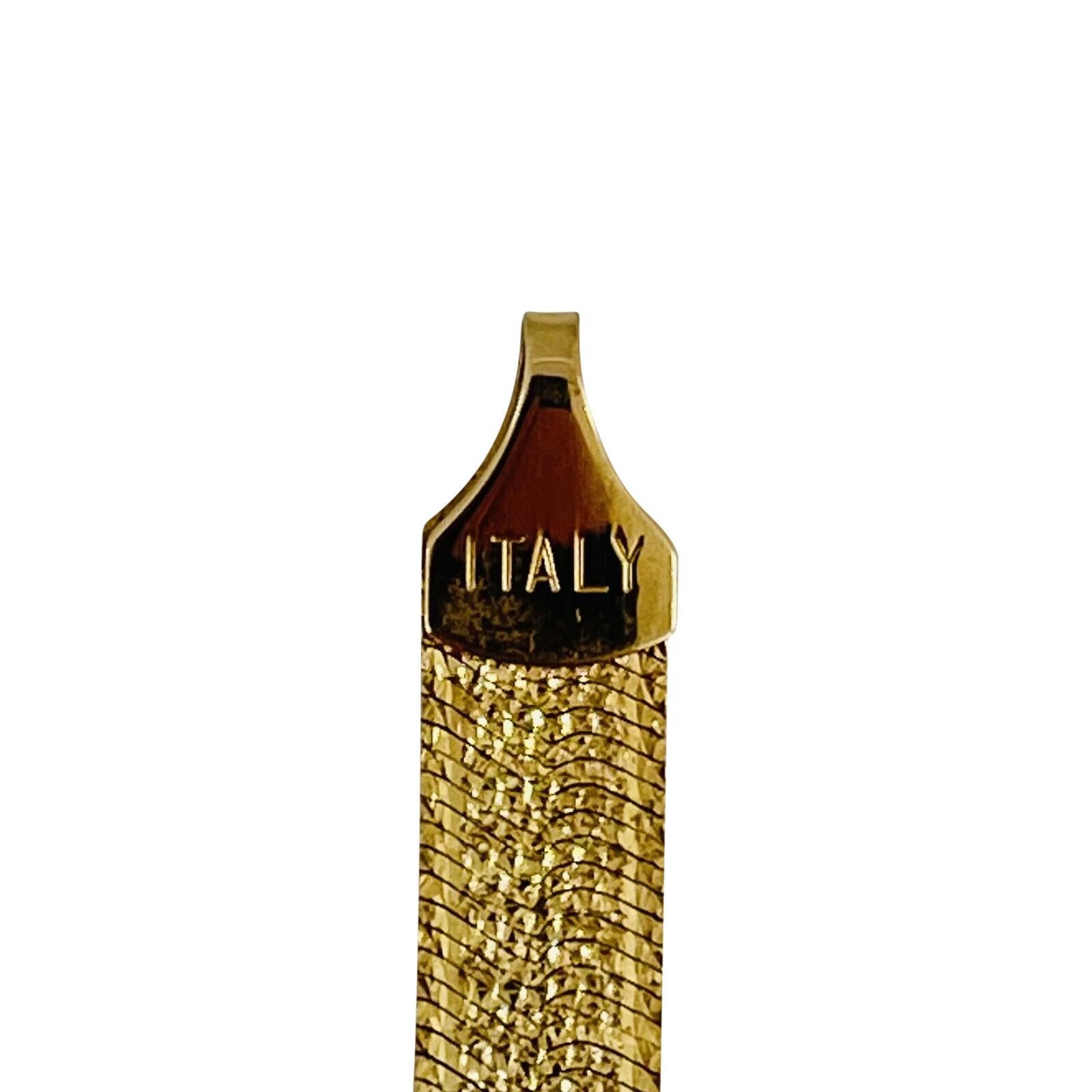 14 Karat Yellow Gold Ladies Fancy Textured Herringbone Necklace Italy 3