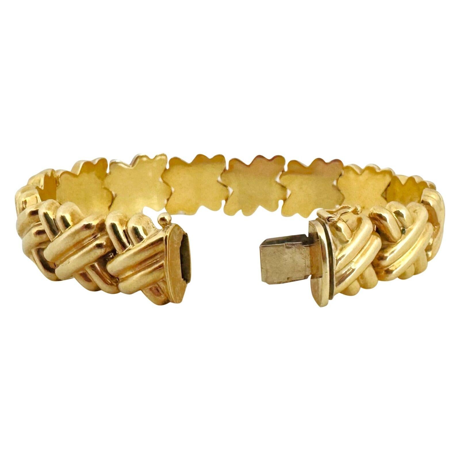 14 Karat Yellow Gold Ladies Fancy X Link Bracelet Italy  1