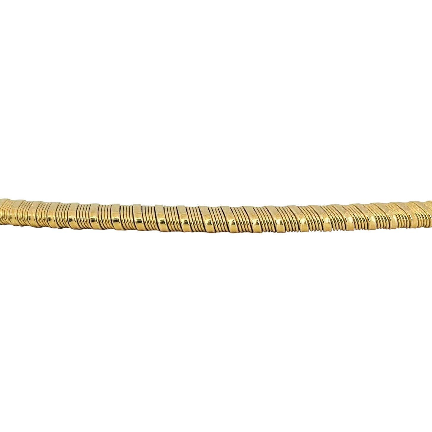 14 Karat Yellow Gold Ladies Flex Tubogas Link Collar Necklace, Italy In Good Condition In Guilford, CT