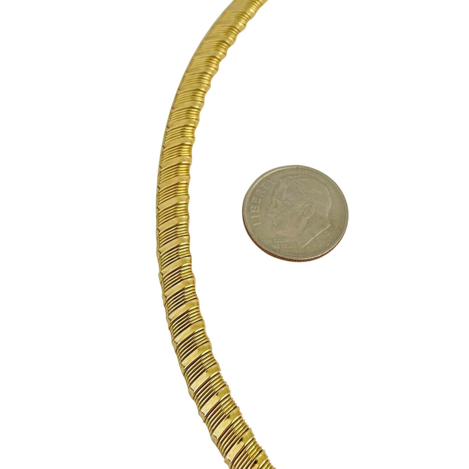 Women's 14 Karat Yellow Gold Ladies Flex Tubogas Link Collar Necklace, Italy