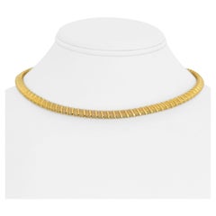 14 Karat Yellow Gold Ladies Flex Tubogas Link Collar Necklace, Italy