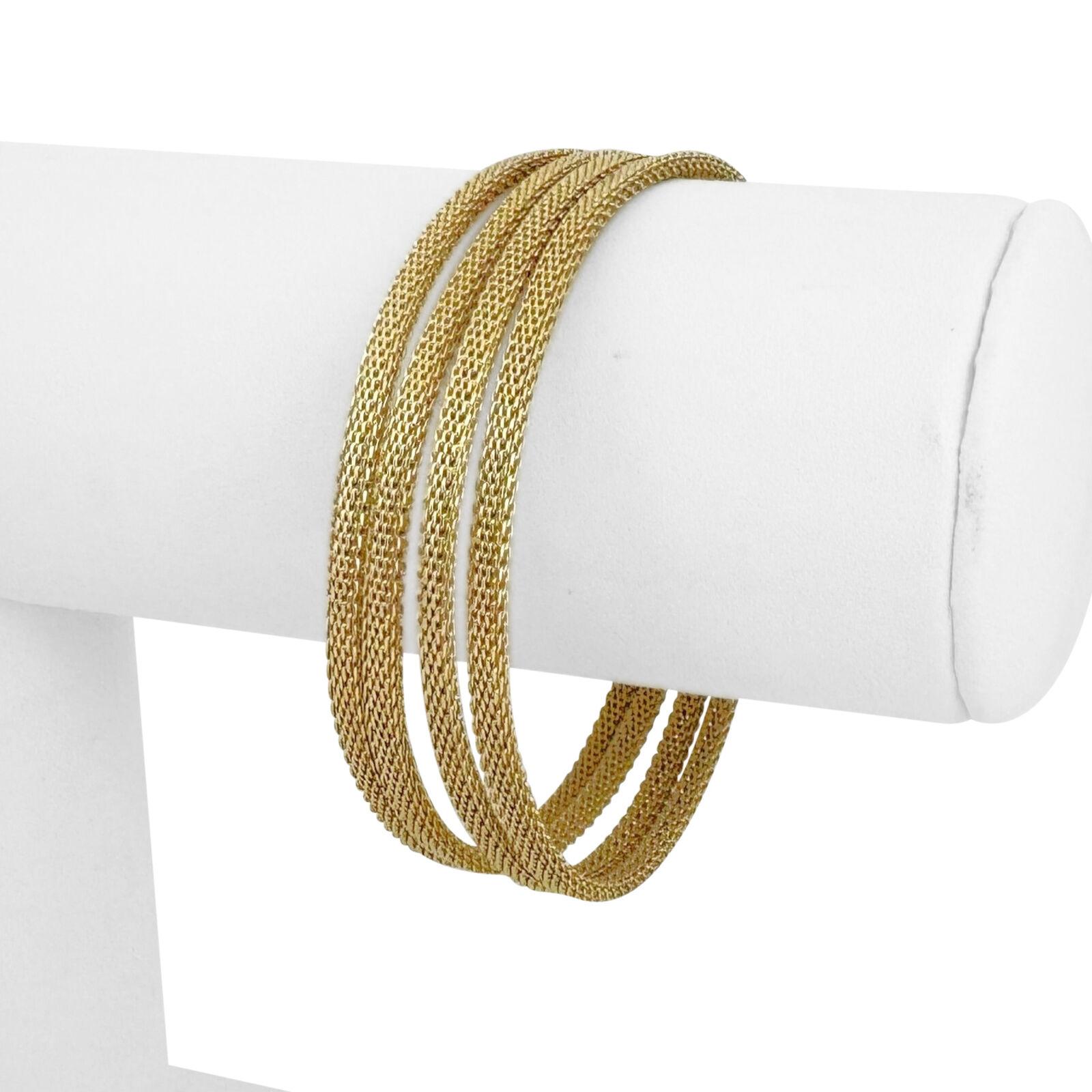 14 Karat Yellow Gold Ladies Four Strand Mesh Link Bracelet For Sale 4