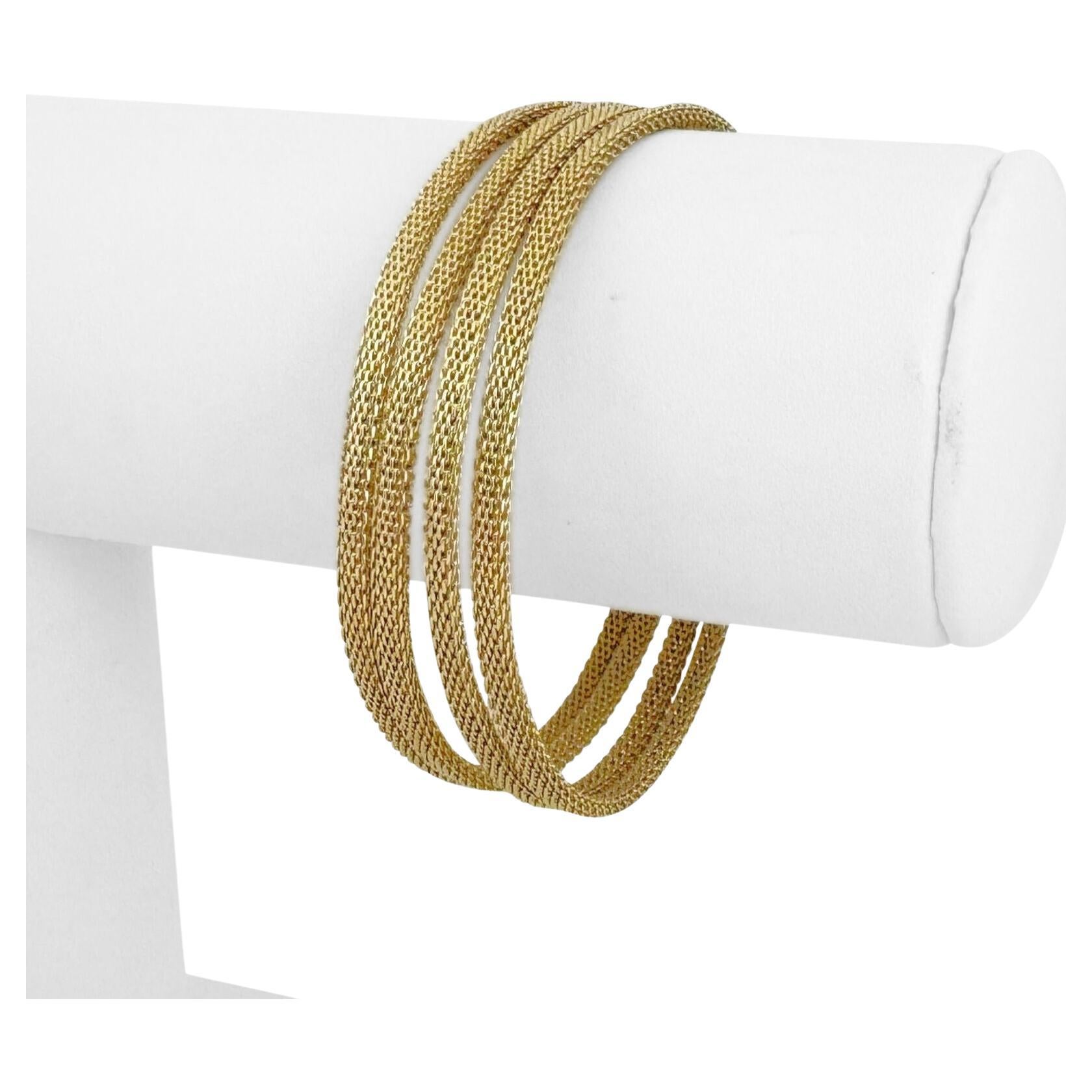 Bracelet à maillons en or jaune 14 carats pour dames à quatre brins en vente