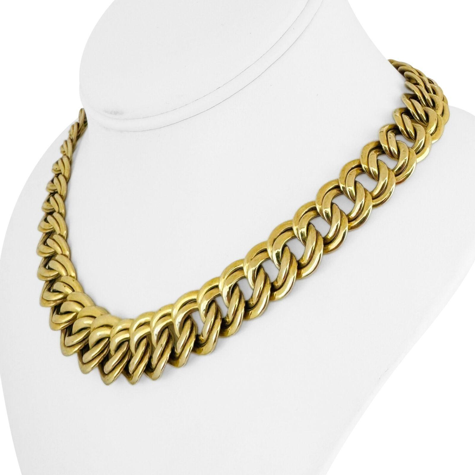 14k Yellow Gold 52g Ladies Graduated Double Curb Link Chain Necklace Italy 17