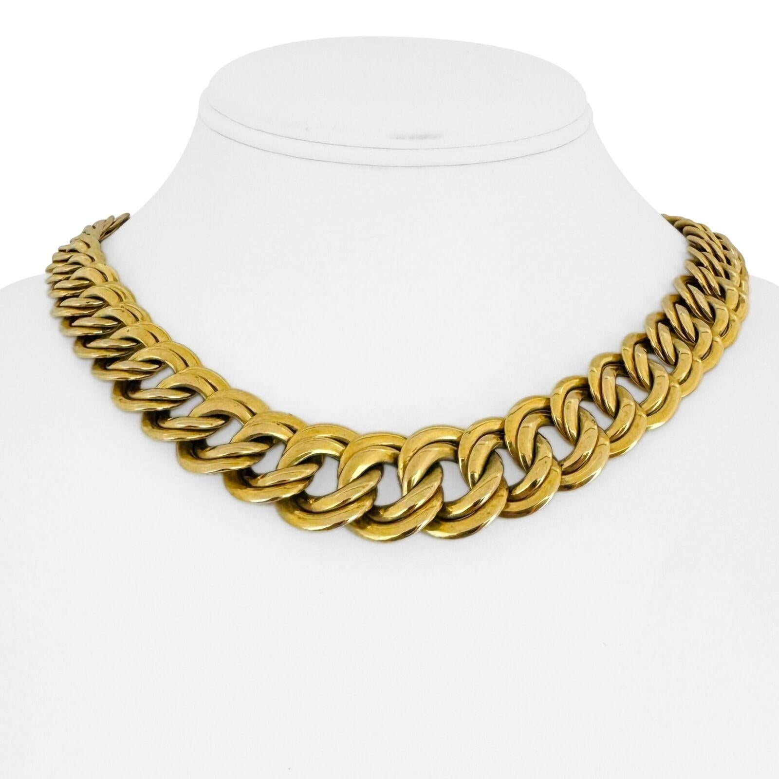 14 Karat Yellow Gold Ladies Graduated Double Curb Link Chain Necklace Italy 5