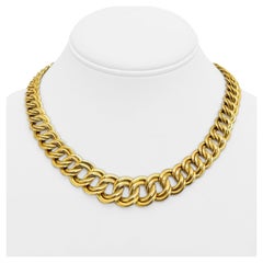 14 Karat Gelbgold Damen abgestufte doppelt gebogene Gliederkette Halskette Italien