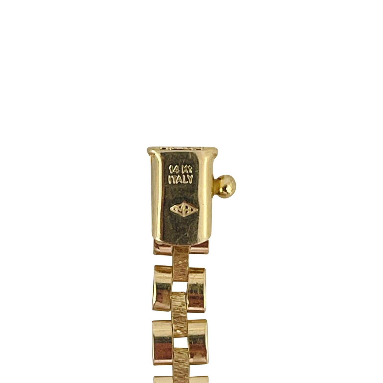 14 Karat Yellow Gold Ladies Graduated Presidential Link Necklace Italy In Good Condition In Guilford, CT