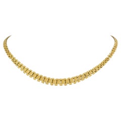 14 Karat Yellow Gold Ladies Graduated Presidential Link Necklace Italy