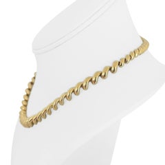 14 Karat Yellow Gold Ladies Graduated San Marco Link Necklace Italy