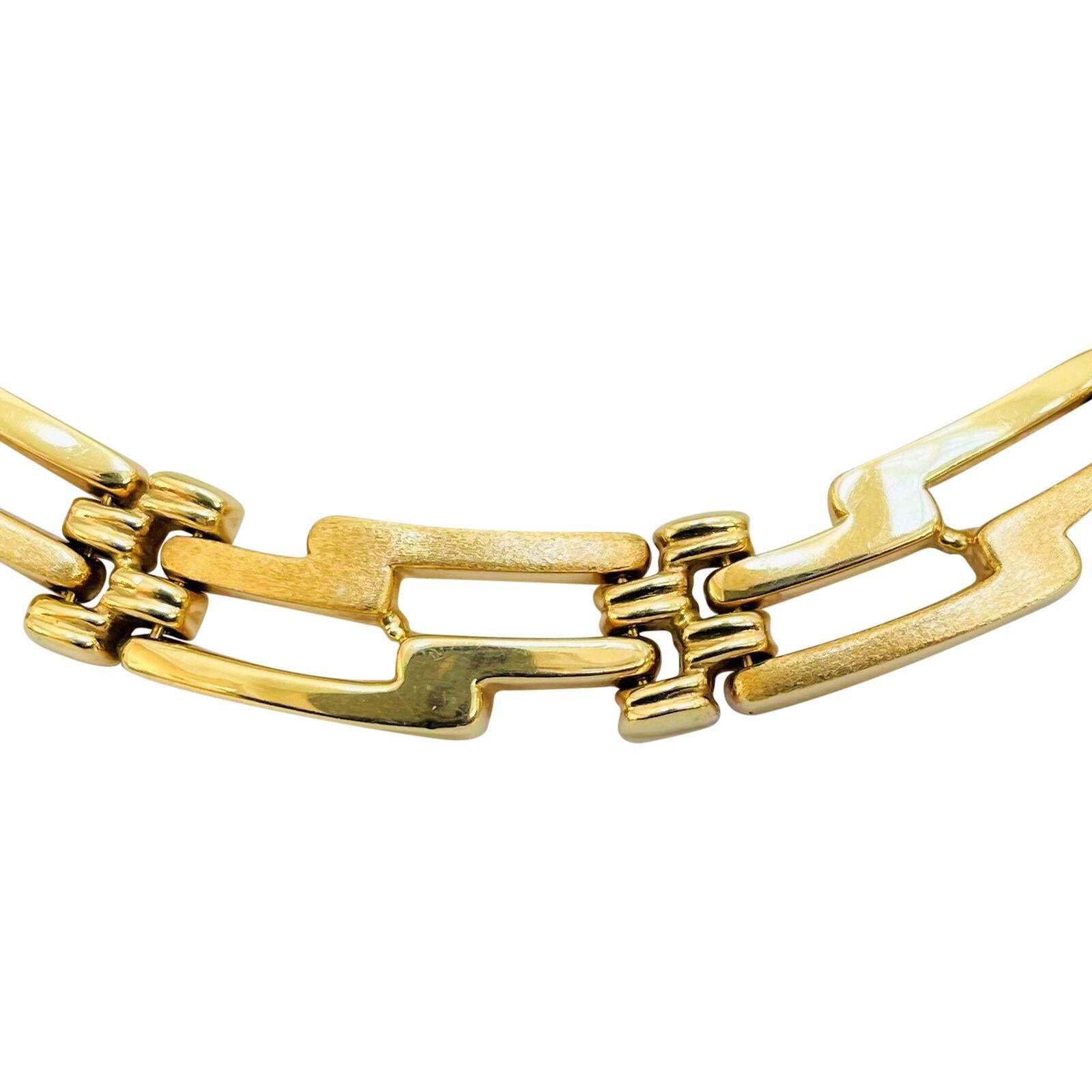 14 Karat Gelbgold Damen Heavy Fancy Bar Link Halskette Italien im Zustand „Gut“ in Guilford, CT