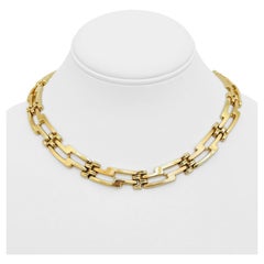 14 Karat Gelbgold Damen Heavy Fancy Bar Link Halskette Italien