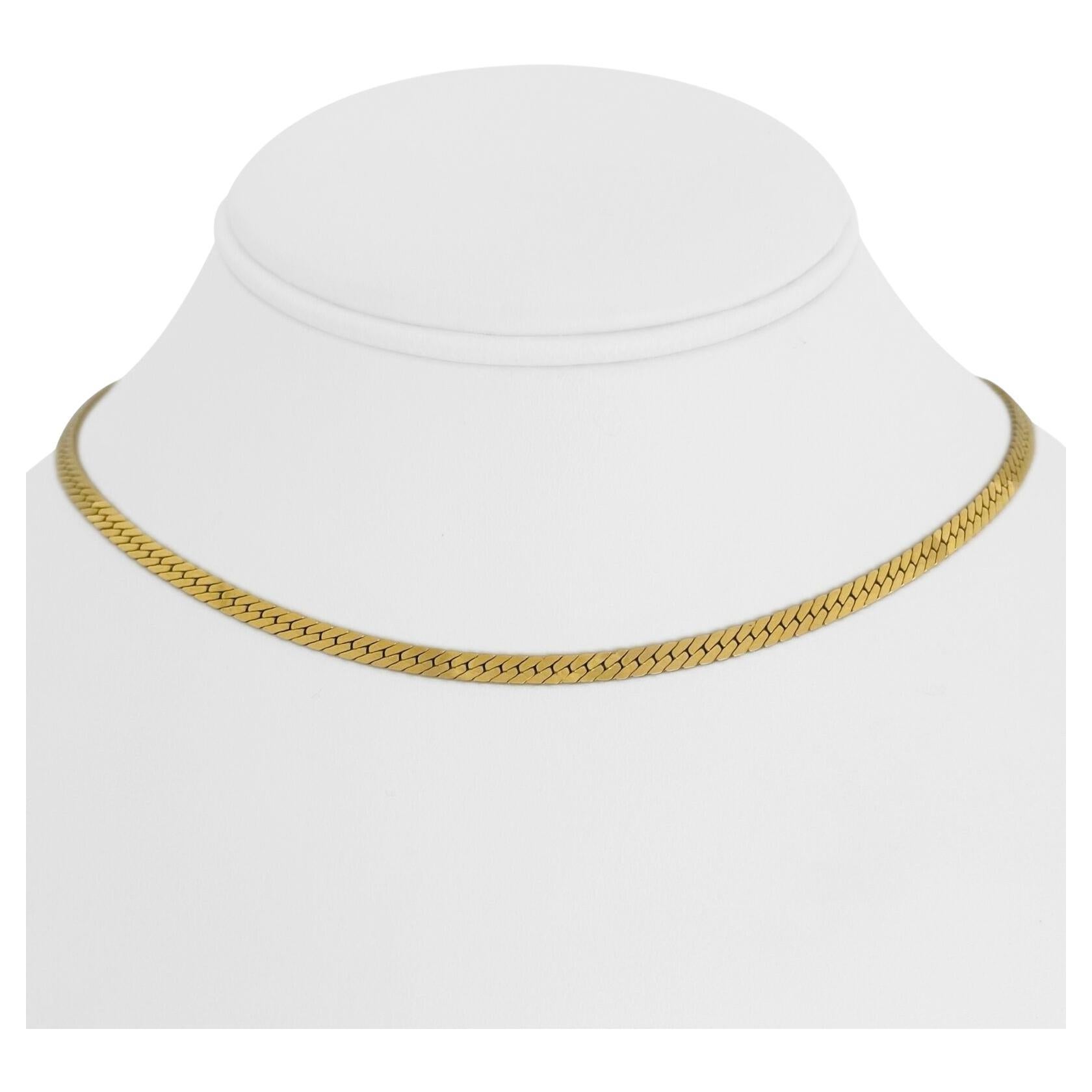 Vintage 1990s 14 Karat Yellow Gold Wide Herringbone Necklace For Sale