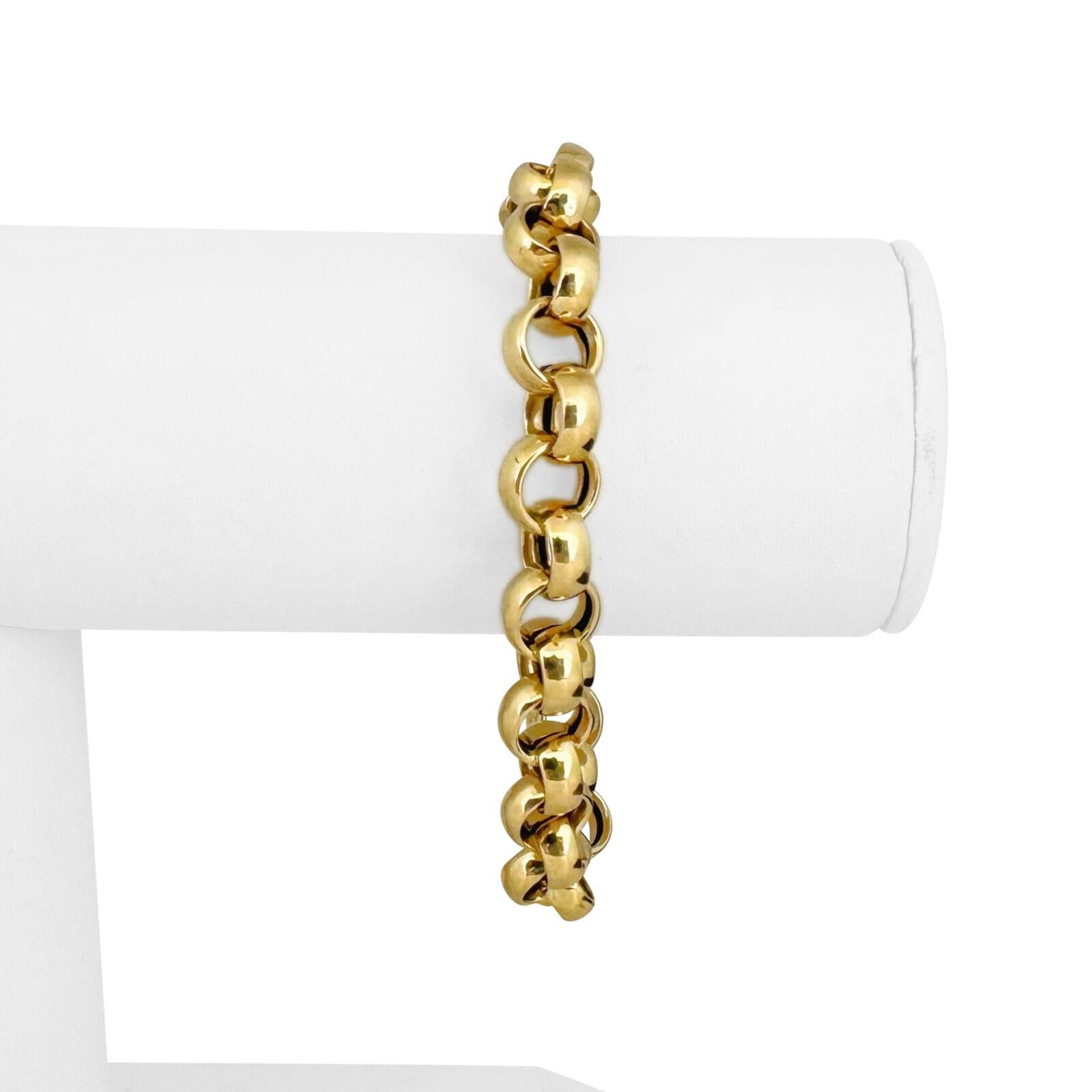 14k Gelbgold 9,7g Damen hohlen 9mm Rolo Link Armband Türkei 7,5