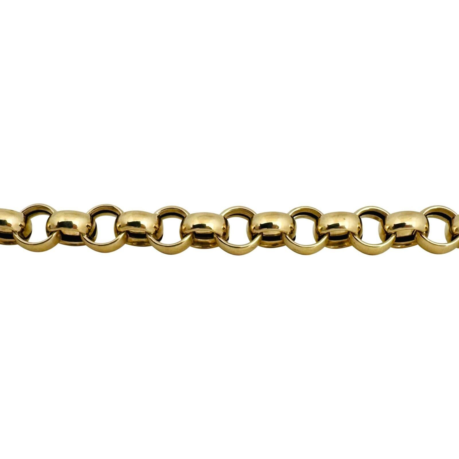 14 Karat Yellow Gold Ladies Hollow Rolo Link Bracelet Turkey  In Good Condition In Guilford, CT