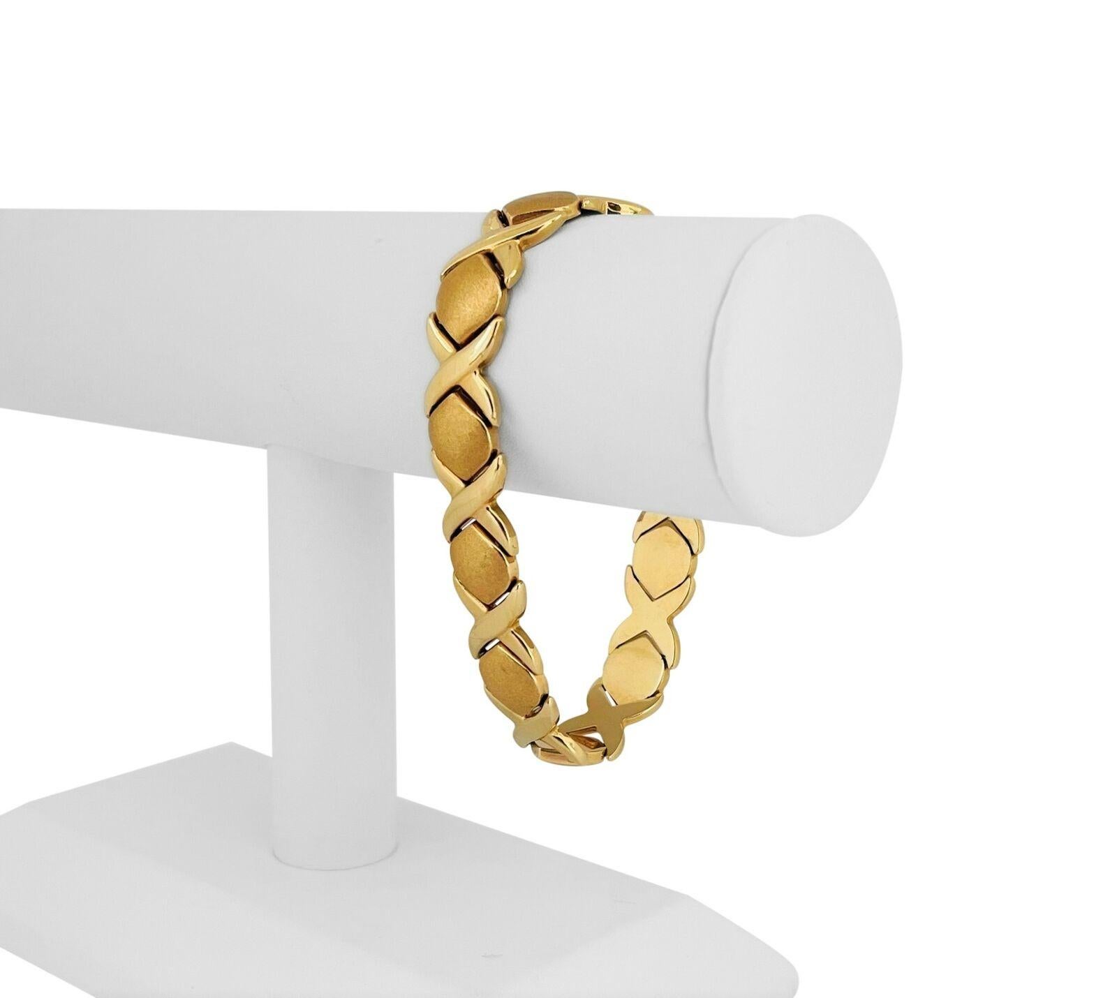 14k Gelbgold 22.8g Damen 13.5mm Umarmungen und Küsse XO Link Armband Italien 7.75