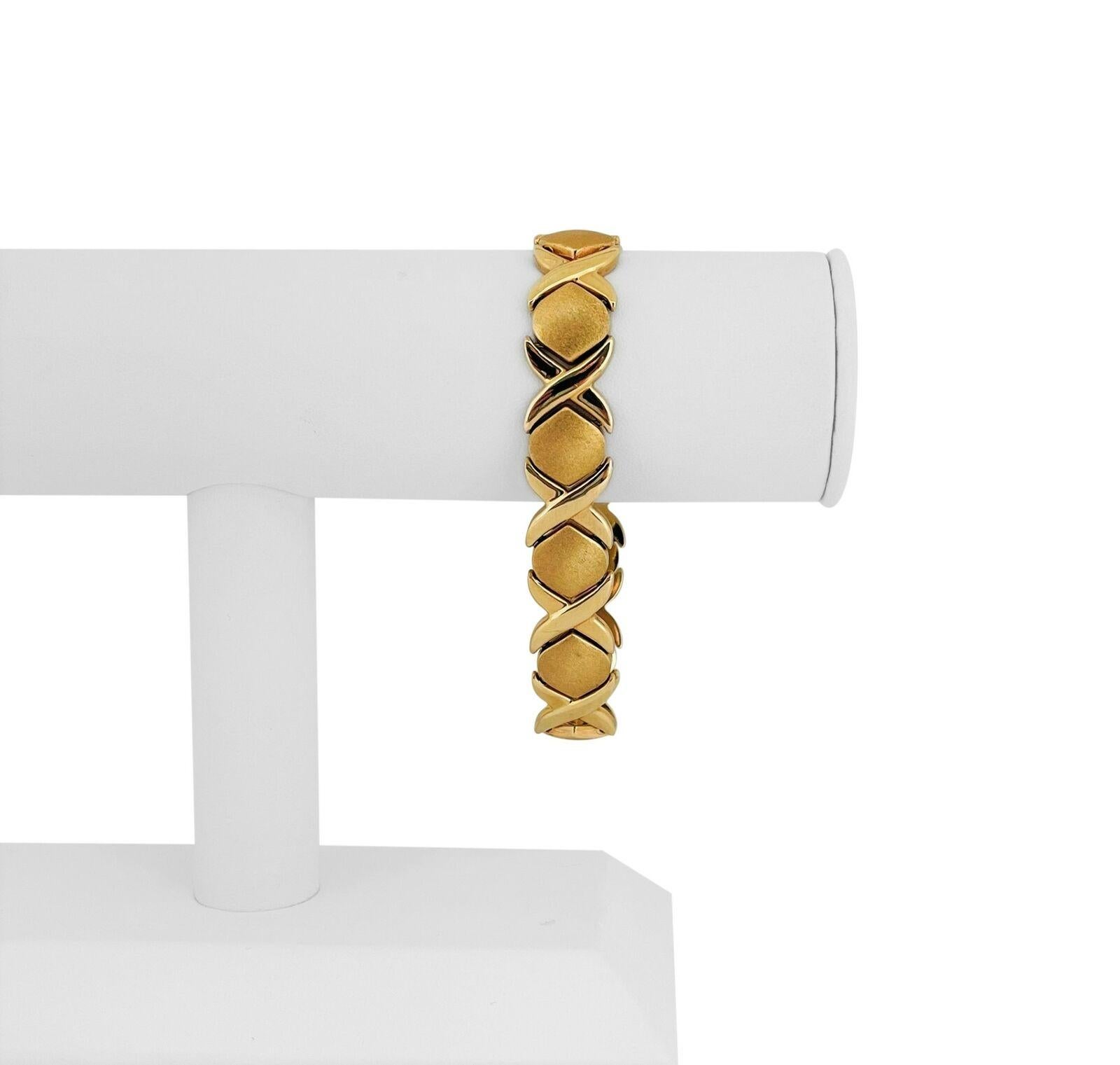 14 Karat Gelbgold Damen Hugs and Kisses XO Gliederarmband Italien im Zustand „Gut“ in Guilford, CT