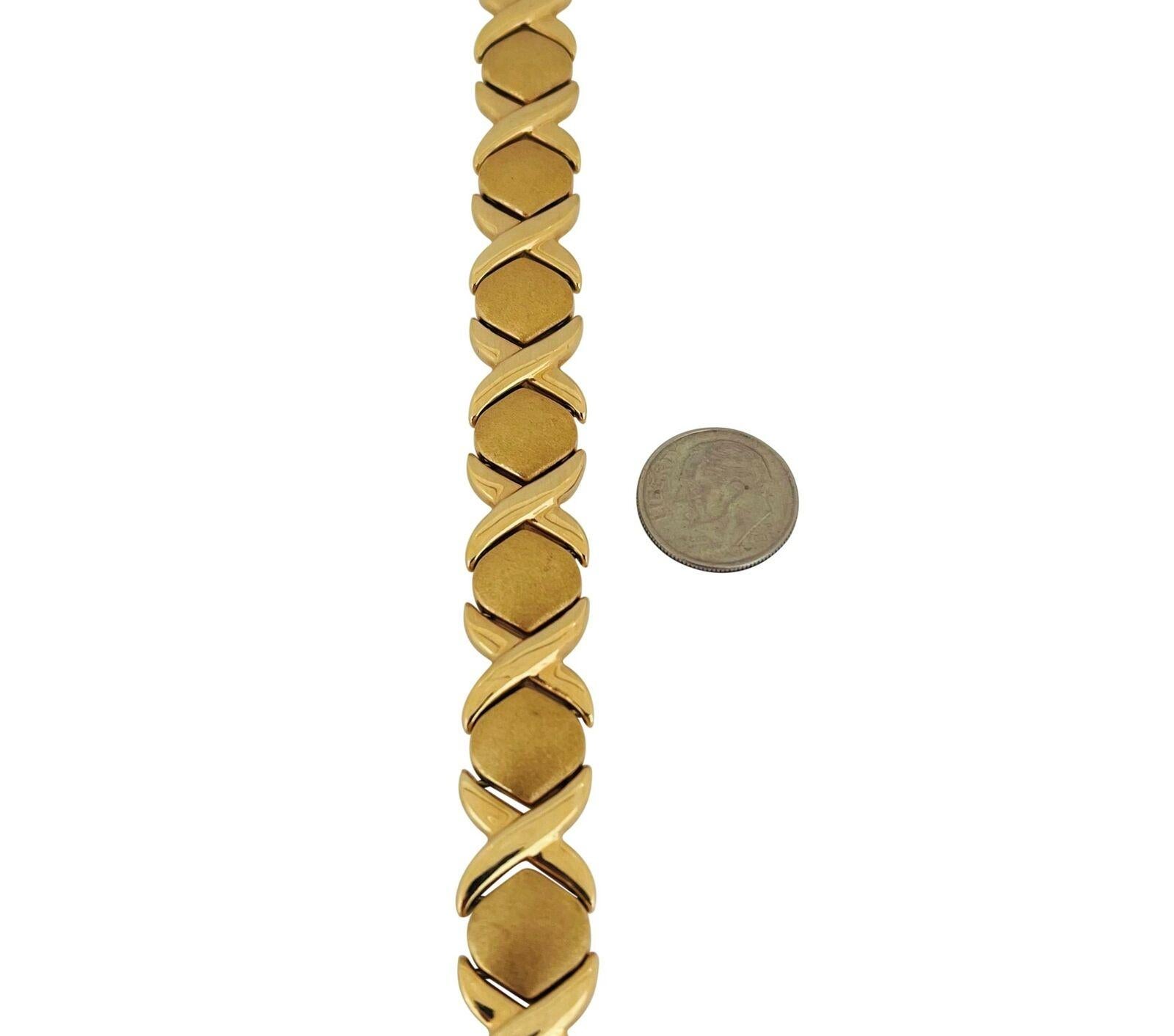 14 Karat Gelbgold Damen Hugs and Kisses XO Gliederarmband Italien 1