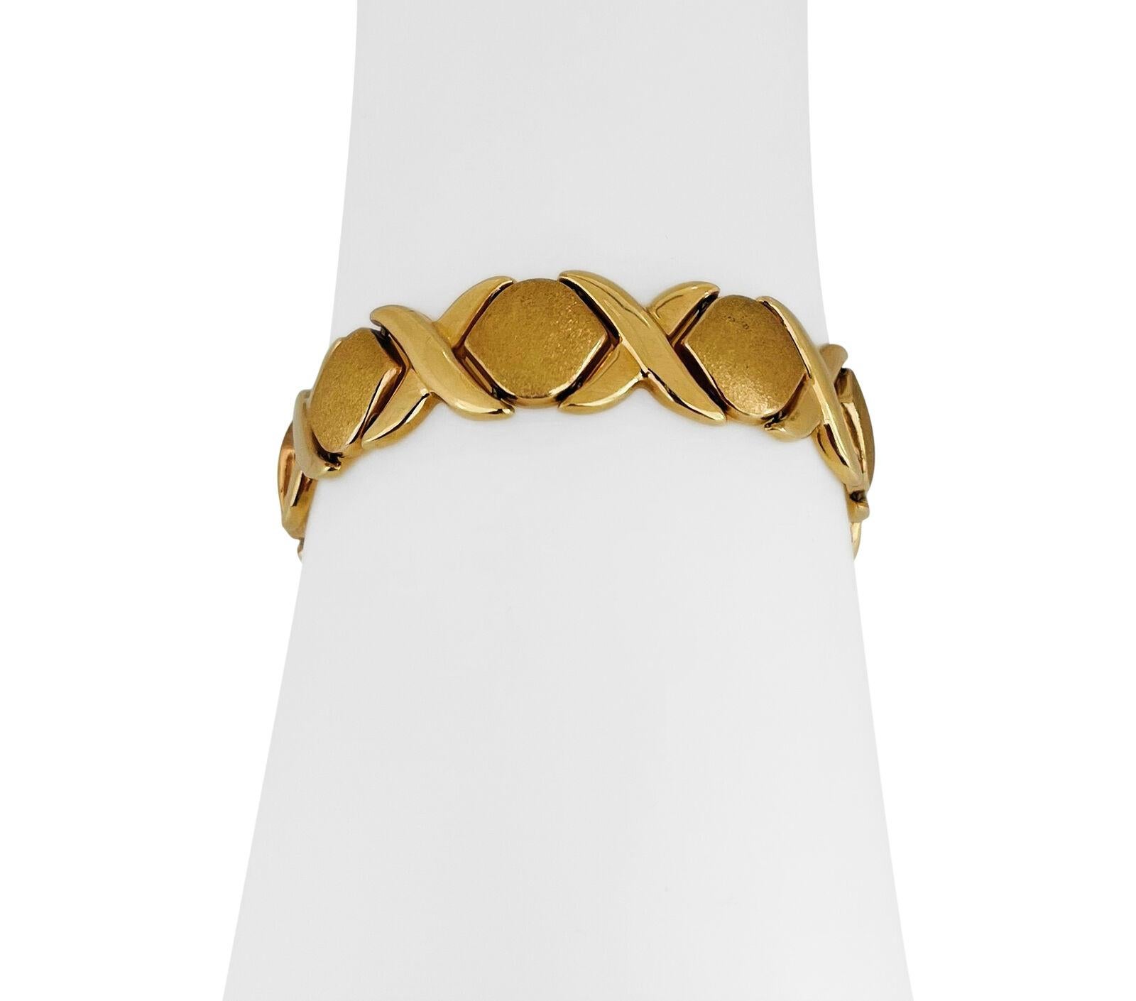 14 Karat Gelbgold Damen Hugs and Kisses XO Gliederarmband Italien 4